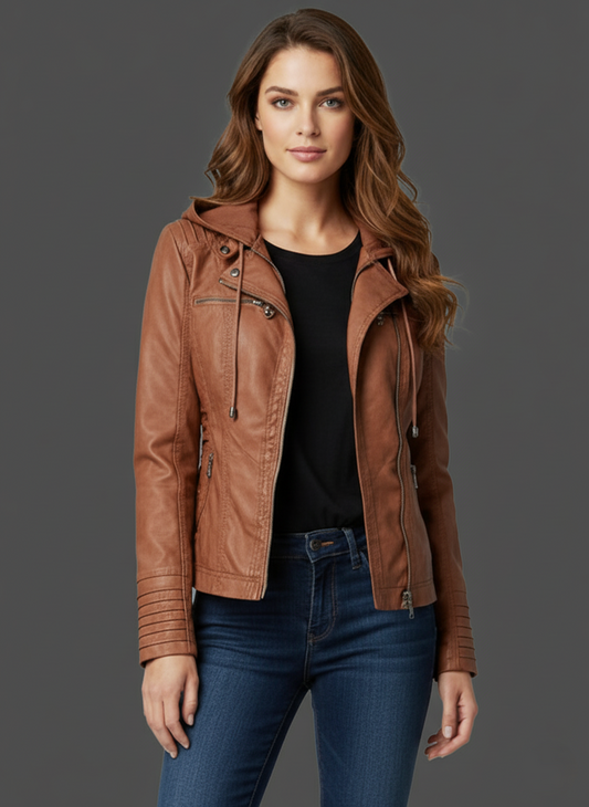 Weatherproof Women's Jacket with Detachable Hood – Elegant Design, Durable Fabric, Available in S-3XL