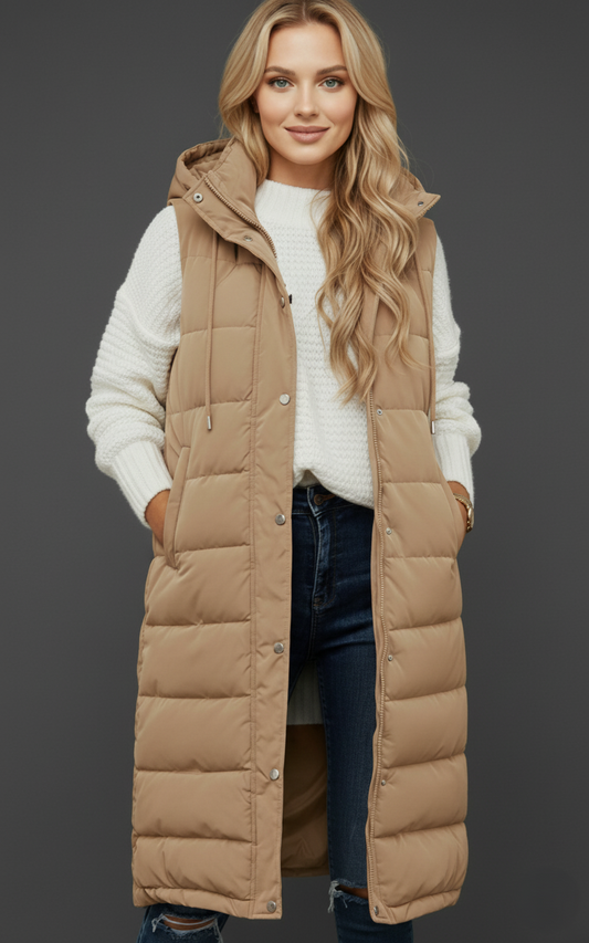 Knee-Length_Quilted_Women_s_Vest__Stylish_and_Warm_Beige_Outerwear_with_Zip_Closure_and_Pockets_0
